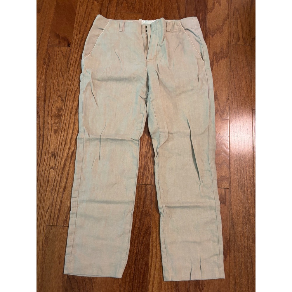 Elevenses Light Tan Straight Leg Pants with 55% Linen Size 4